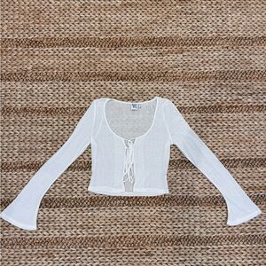 White Bell Sleeve Crop Blouse